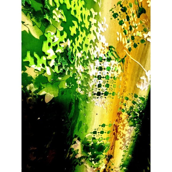 Asian Chinese Sequined Sheer Floral Long Maxi Cocktail Dress Size S - Picture 16 of 16